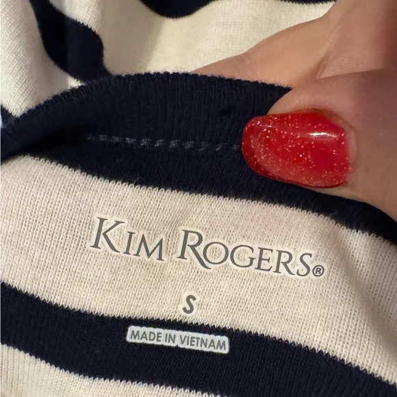 NWT Kim Rogers Navy/White Striped Casual Summer Top  SMALL   #Z - Picture 8 of 10